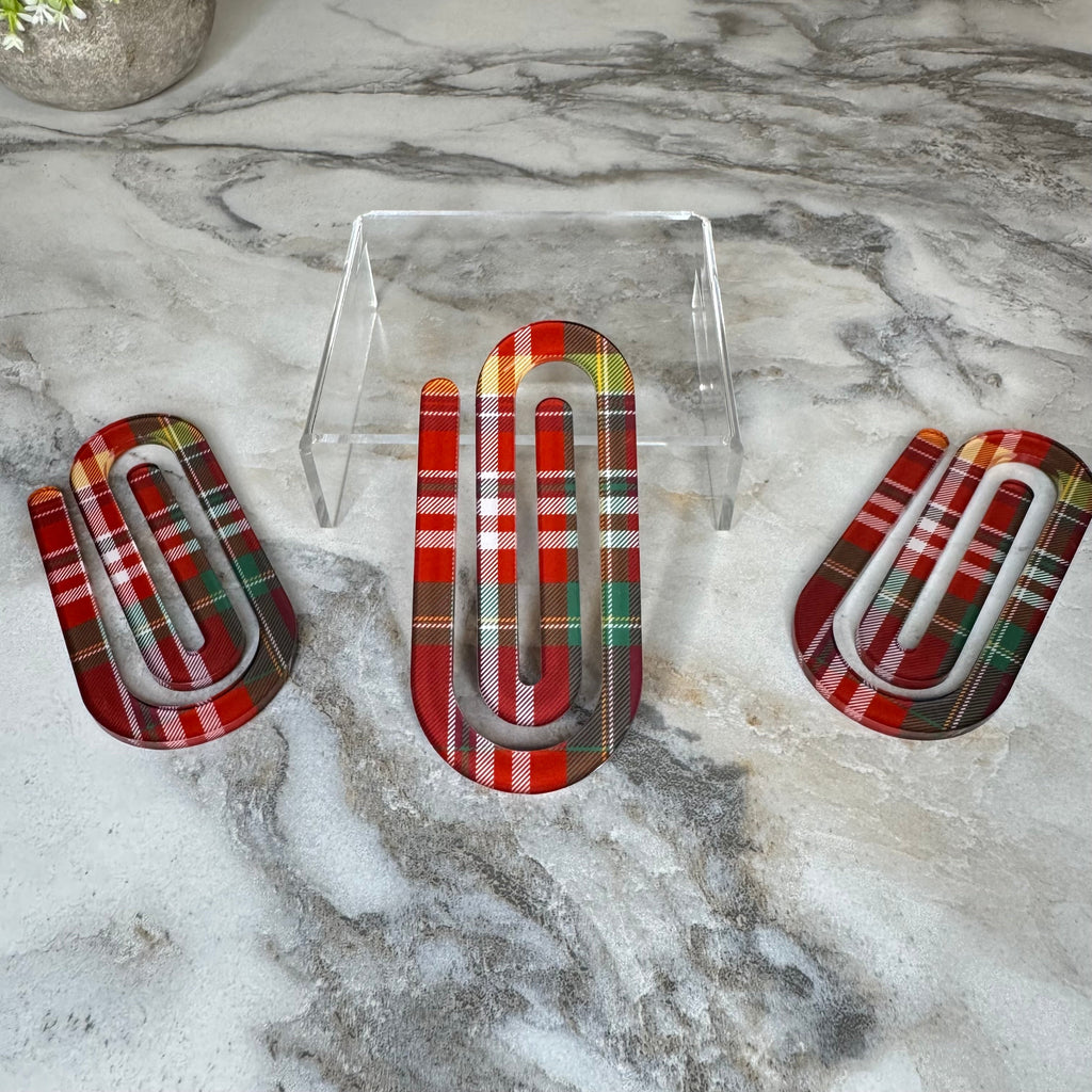 Jumbo Paperclip - Red & Green Plaid