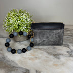 Denim Suede Bracelet Keychain & Card Holder Wallet - PREORDER
