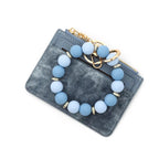 Denim Suede Bracelet Keychain & Card Holder Wallet - PREORDER