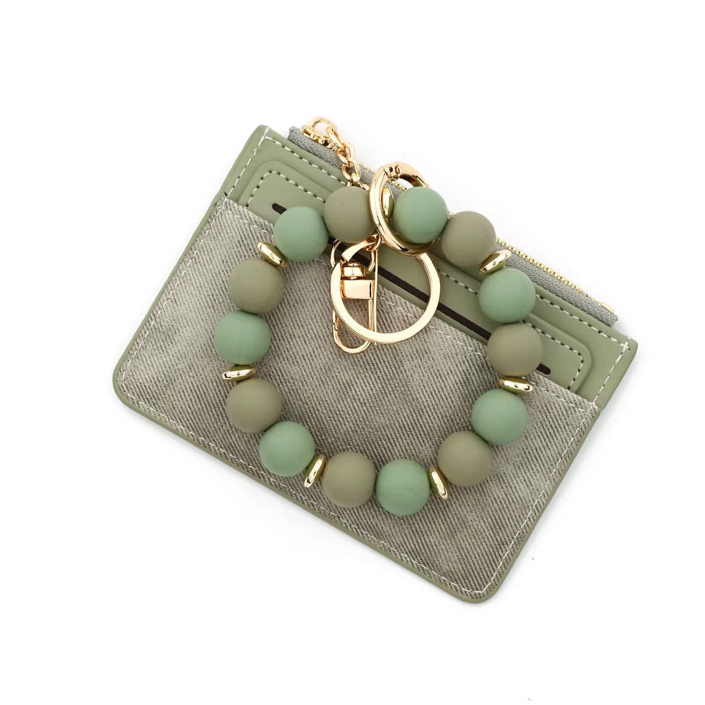 Denim Suede Bracelet Keychain & Card Holder Wallet - PREORDER