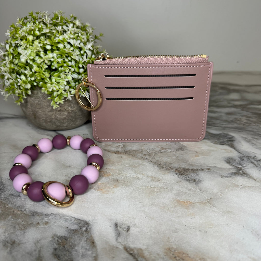 Denim Suede Bracelet Keychain & Card Holder Wallet - PREORDER