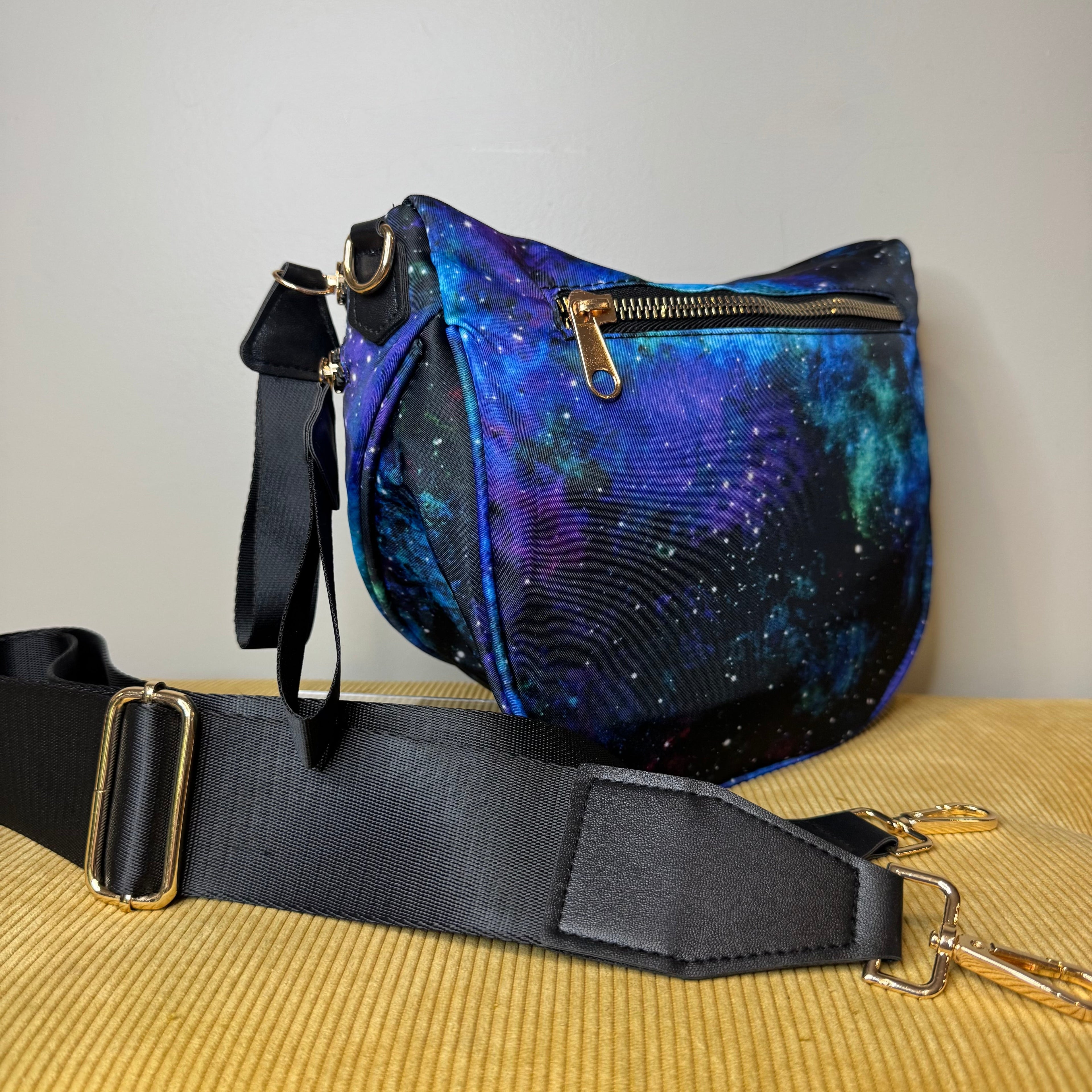 Roni - Nylon Crossbody - Blue Green Purple Galaxy