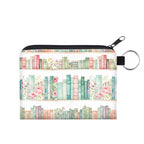 Mini Pouch - Books Mint Pink Floral Shelves