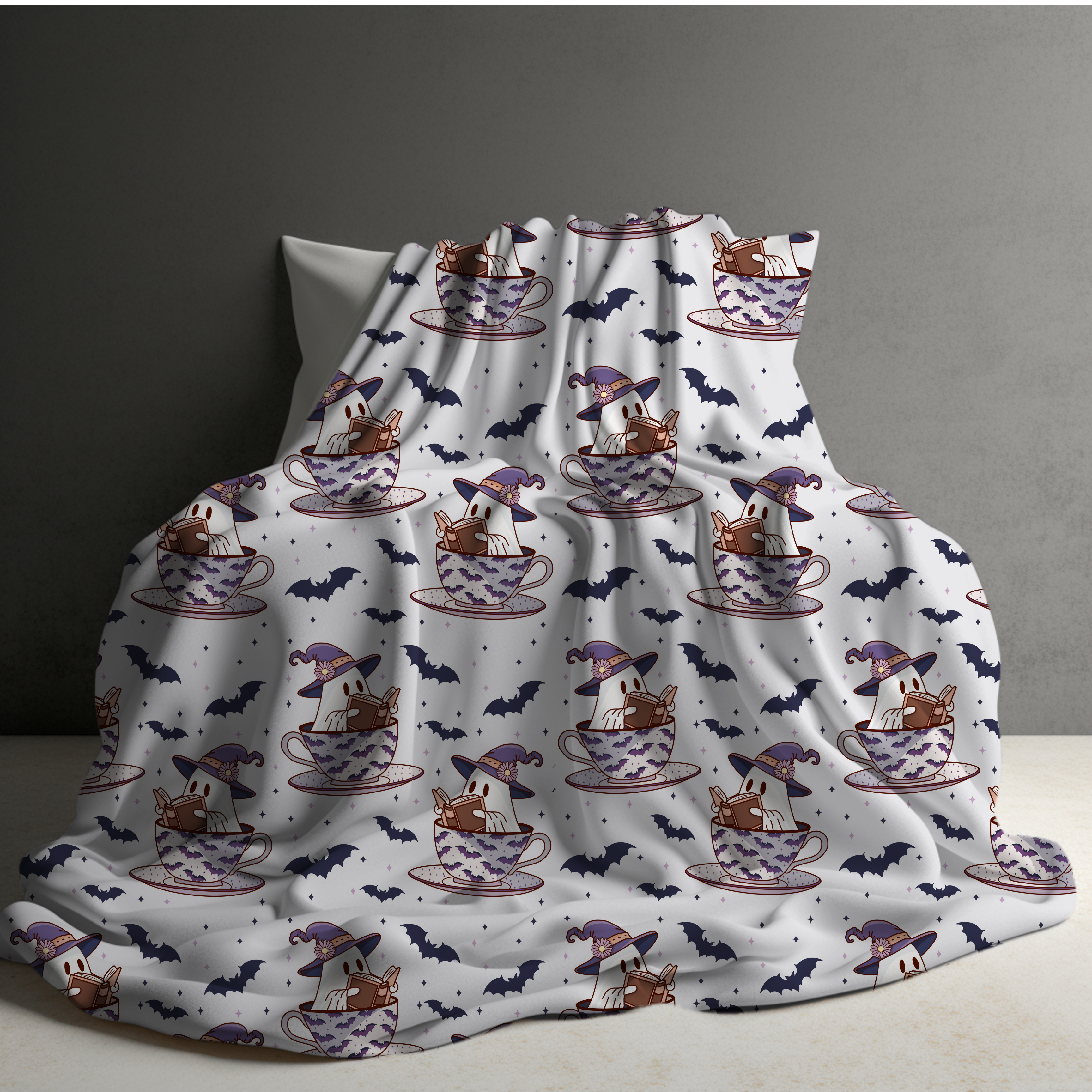 Blanket - Halloween - Reading Book Ghost Teacup