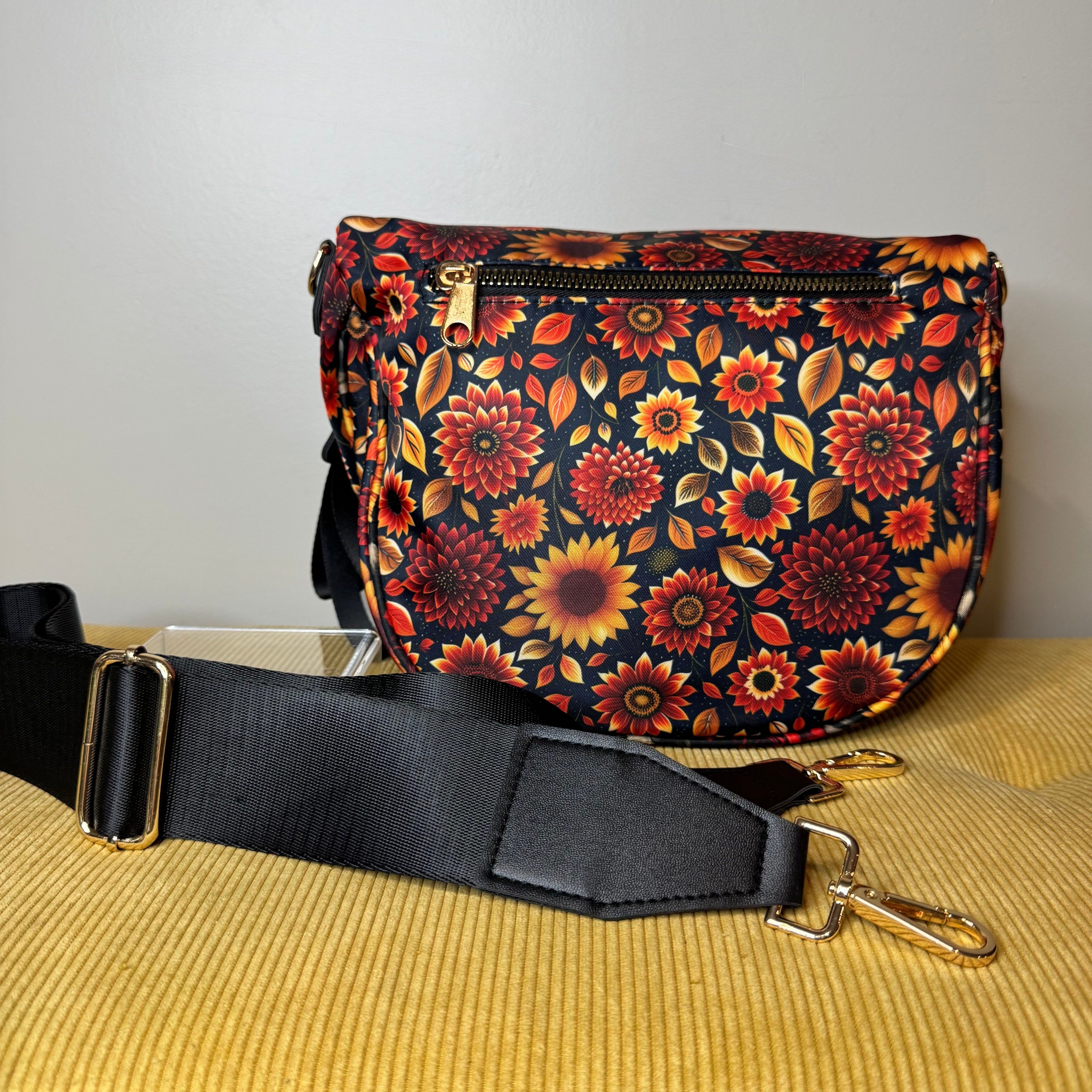 Roni - Nylon Crossbody - Moody Crimson Floral
