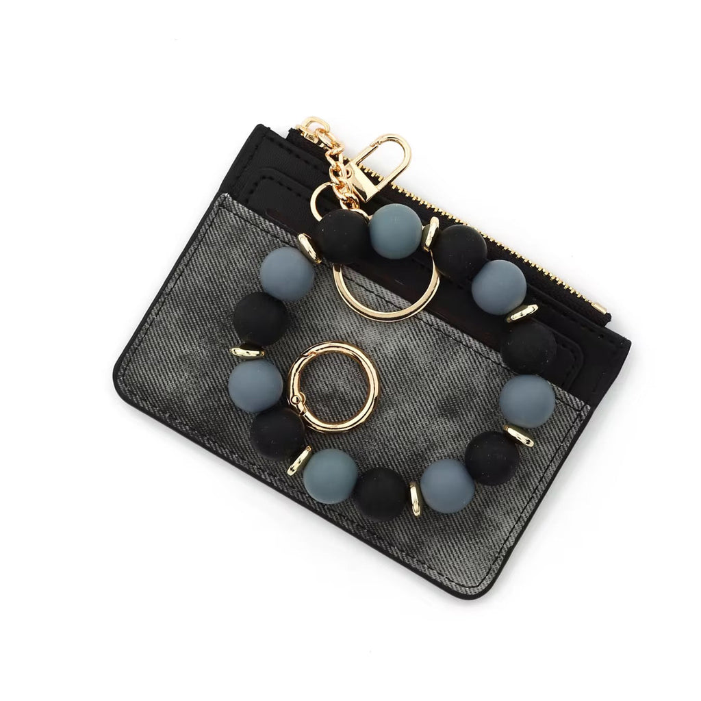 Denim Suede Bracelet Keychain & Card Holder Wallet - PREORDER