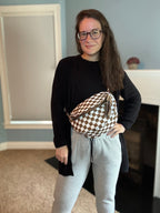 Roni - Checkered - Nylon Crossbody - Chocolate