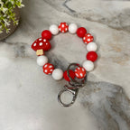 Silicone Bracelet Keychain - Mushroom Red