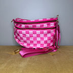 Roni - Checkered - Nylon Crossbody - Hot Pink