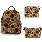 Mini Backpack, Pouch, & Mini Pouch Bundled Set - Sunflower Dots