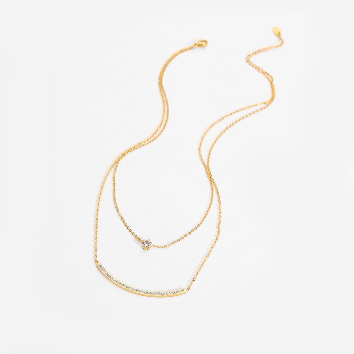 Stainless Steel Zircon Stone Smile Pendant Necklaces