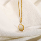 Hexagonal Square Shell Pendant Necklace