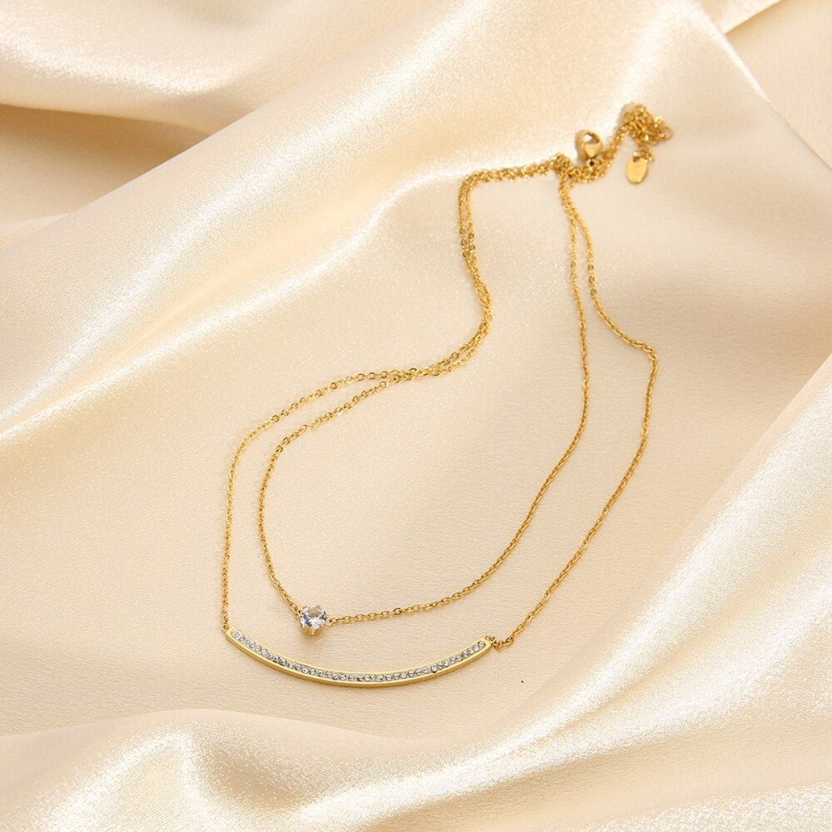 Stainless Steel Zircon Stone Smile Pendant Necklaces