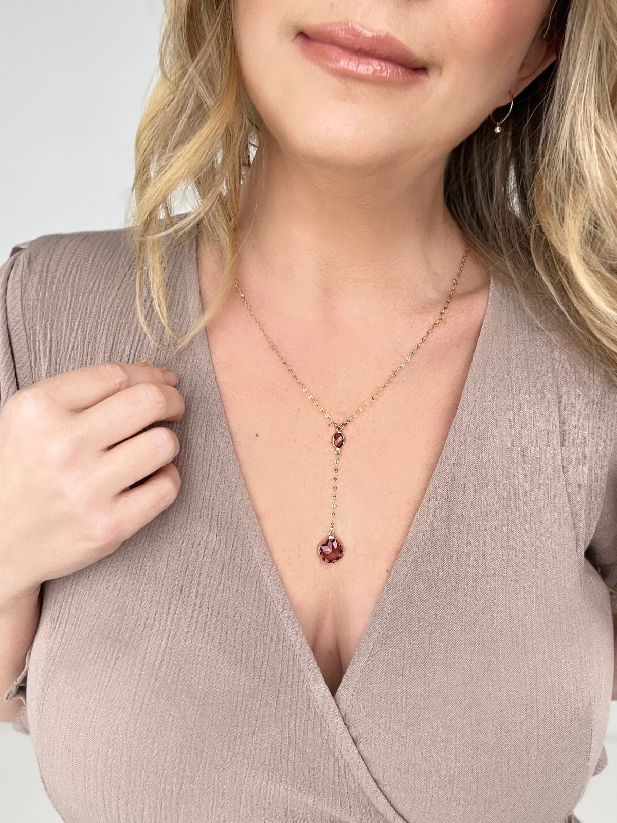 Melania Clara Crystal Connector and Pendant Y Necklace