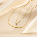 Stainless Steel Zircon Stone Smile Pendant Necklaces