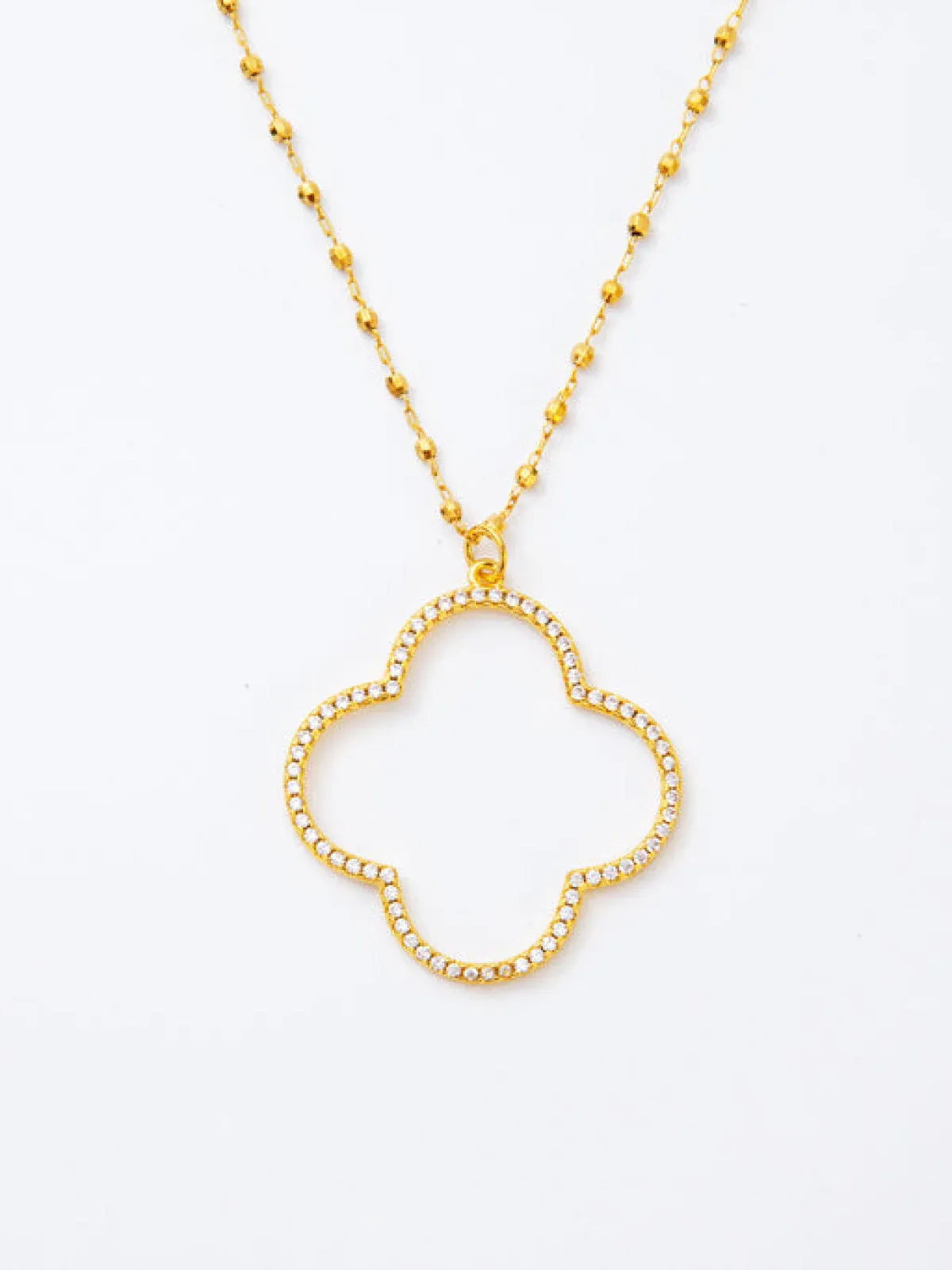 Melania Clara Large Pave Crystal Clover Pendant Necklace