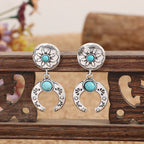 Retro Crescent Turquoise Drop Earrings