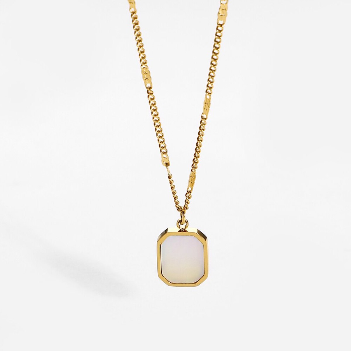 Hexagonal Square Shell Pendant Necklace