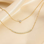 Stainless Steel Zircon Stone Smile Pendant Necklaces