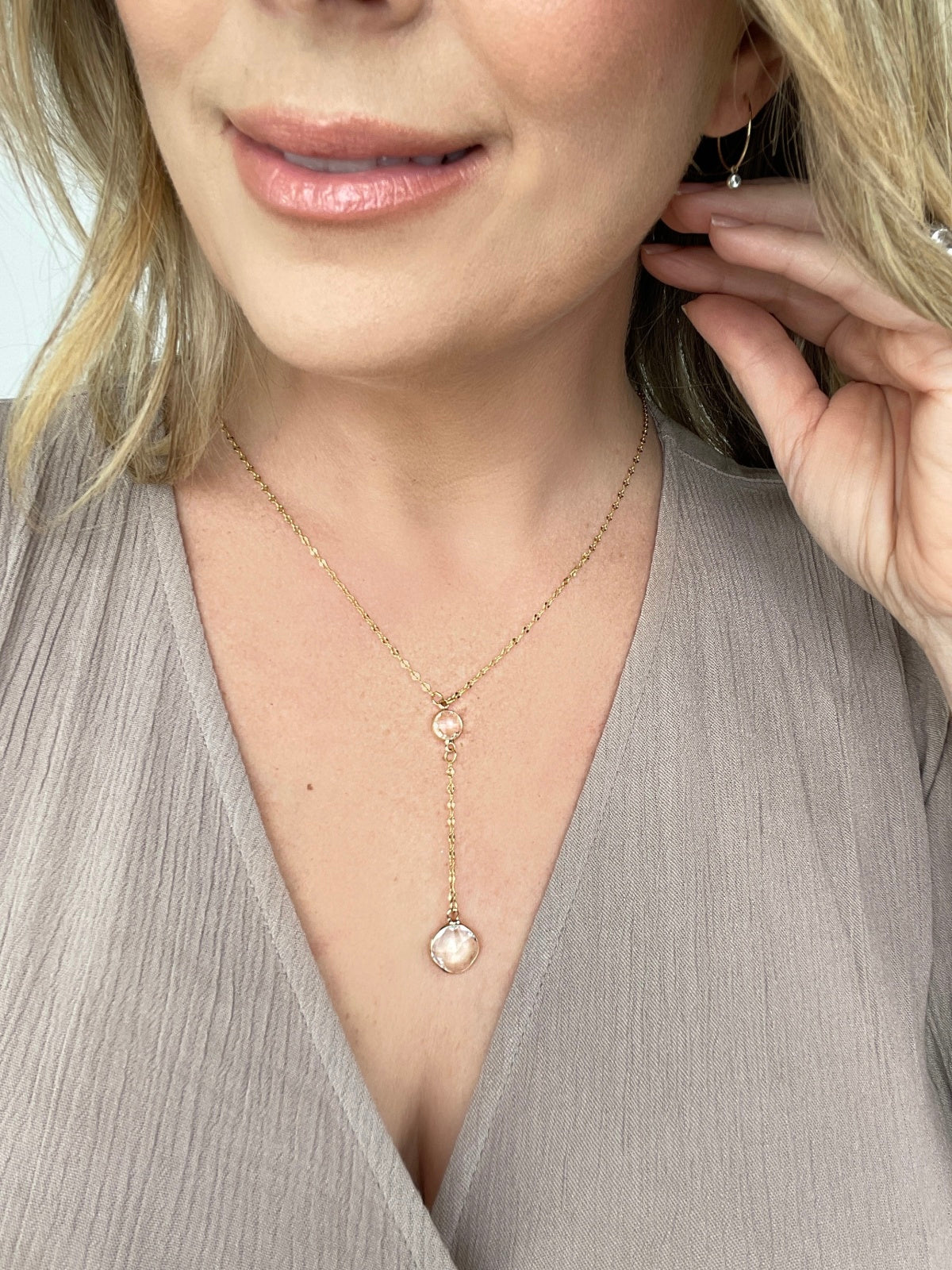 Melania Clara Crystal Connector and Pendant Y Necklace
