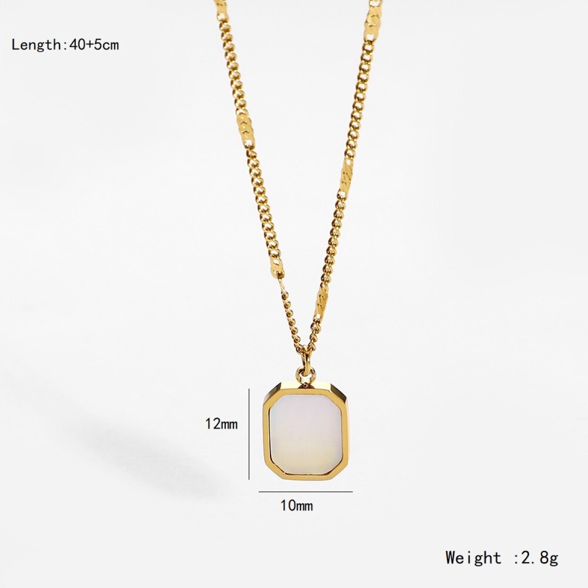 Hexagonal Square Shell Pendant Necklace